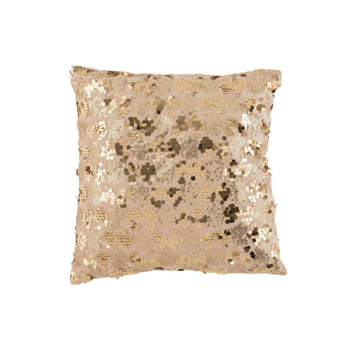 J-Line Kussen Paillet – Polyester – Champagner/Beige - HomeDesign Knaus