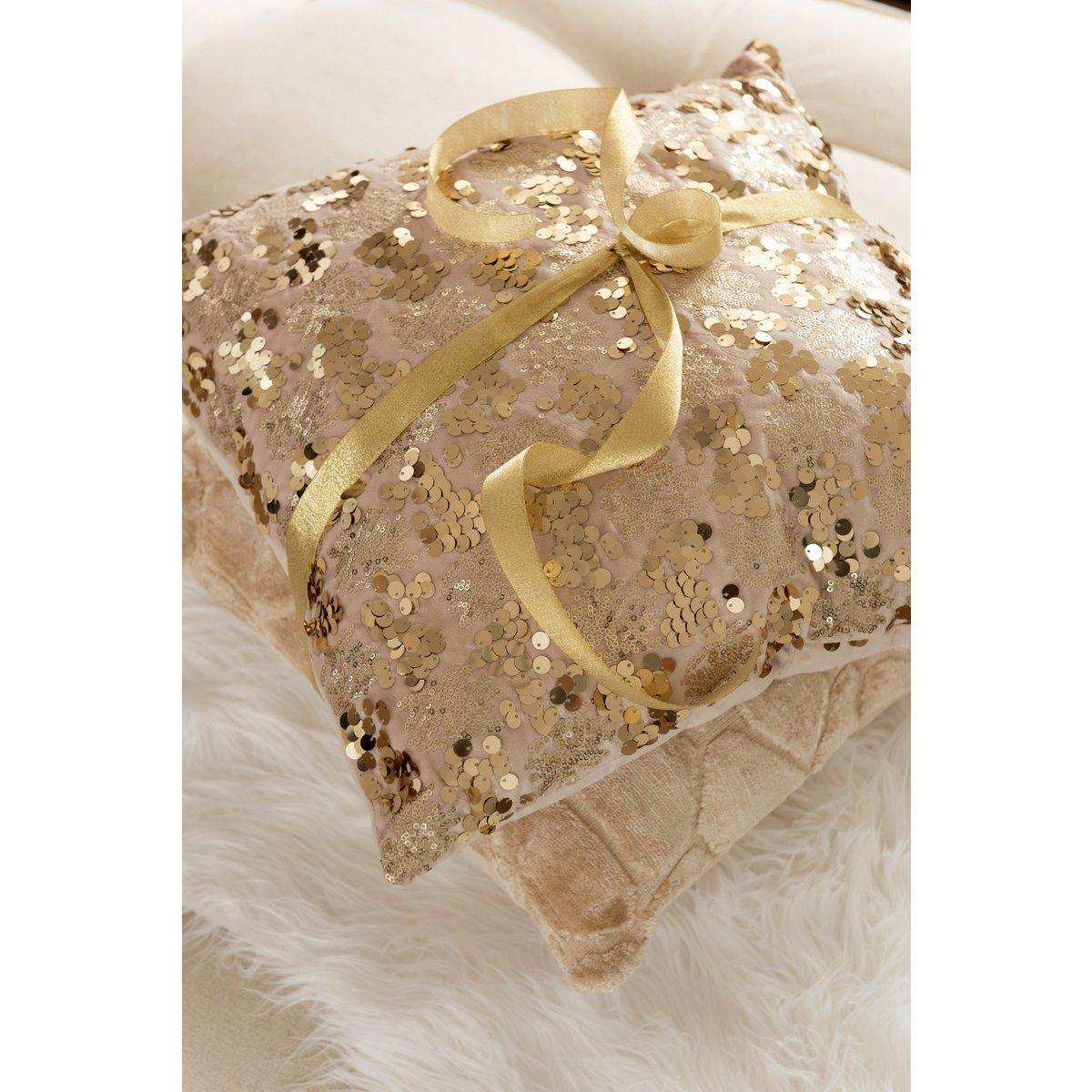 J-Line Kussen Paillet – Polyester – Champagner/Beige - HomeDesign Knaus