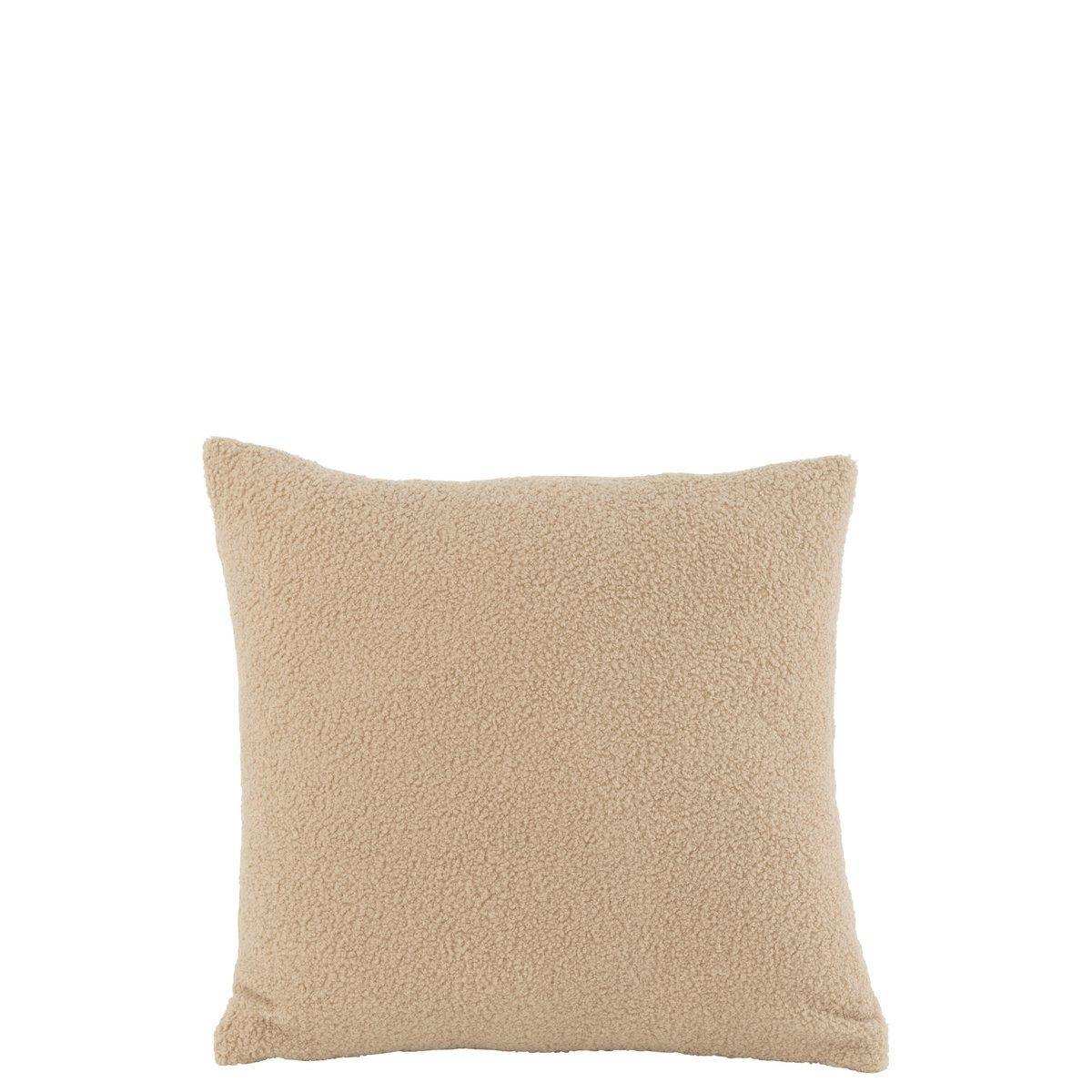 J-Line Kussen Teddy Bouclé – Polyester – Beige - HomeDesign Knaus