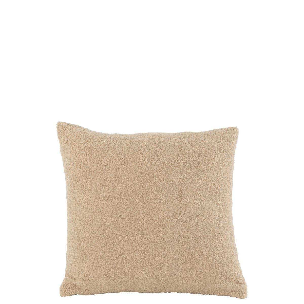 J-Line Kussen Teddy Bouclé – Polyester – Beige - HomeDesign Knaus