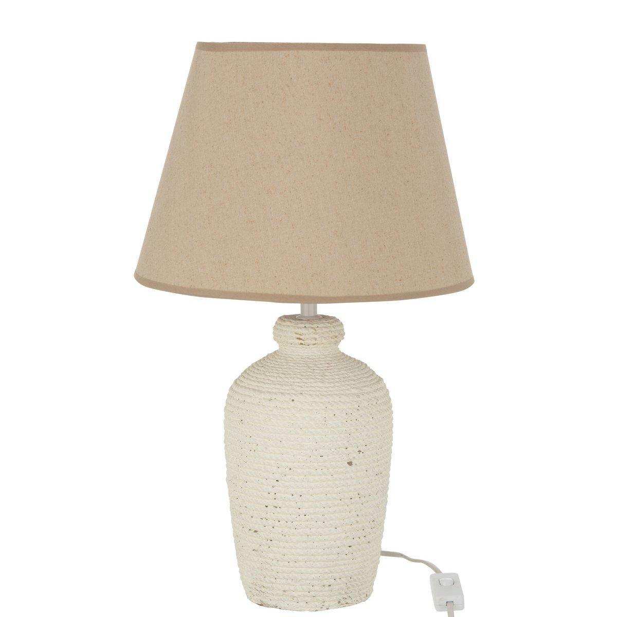 J-Line Lampe Esmee - Zement/Textil - Weiß/Beige - HomeDesign Knaus