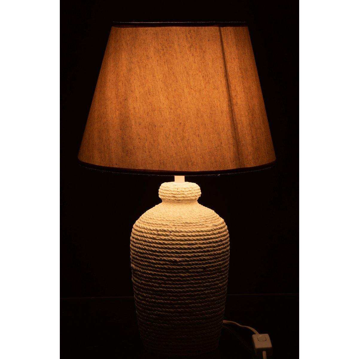J-Line Lampe Esmee - Zement/Textil - Weiß/Beige - HomeDesign Knaus
