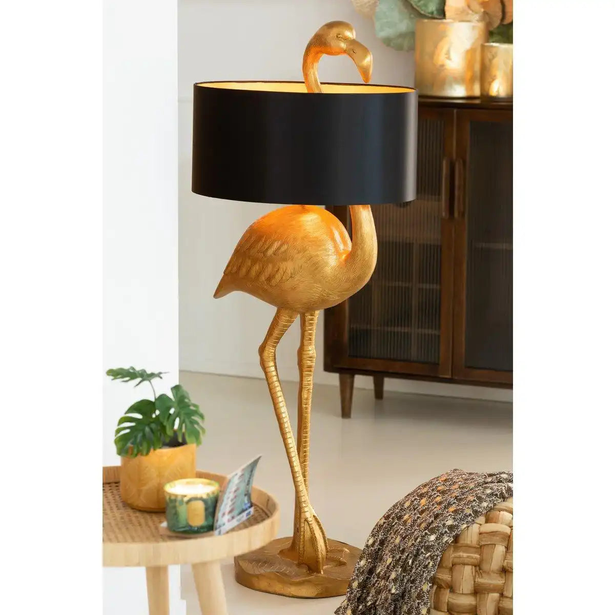 J-Line Lampe Flamingo - Polyresin - Gold/Schwarz - HomeDesign Knaus