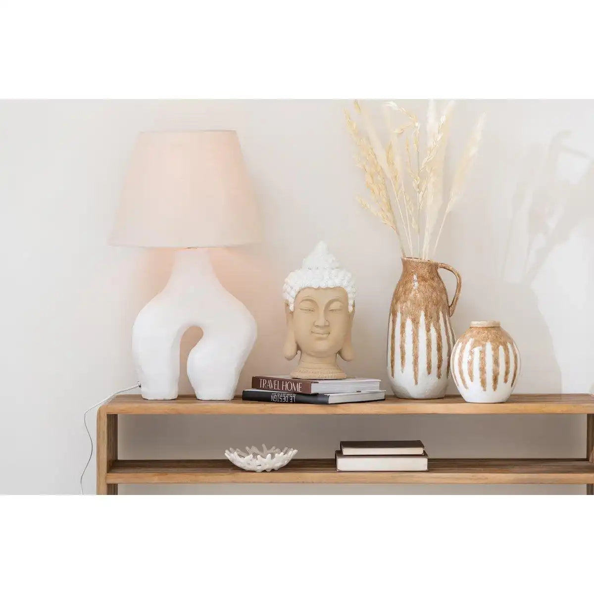 J-Line Lampe + Kap Poten Pappmaché weiß - HomeDesign Knaus