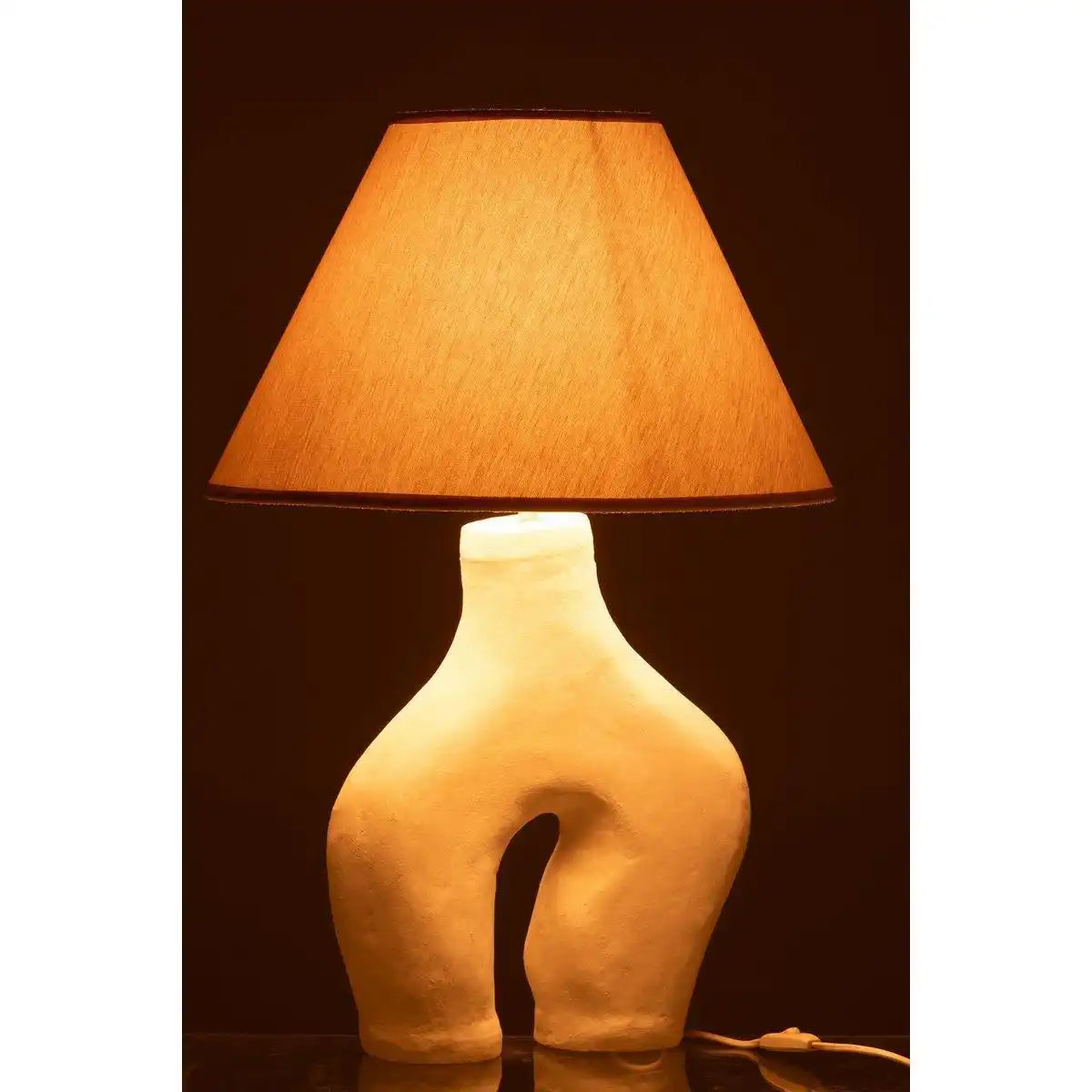 J-Line Lampe + Kap Poten Pappmaché weiß - HomeDesign Knaus