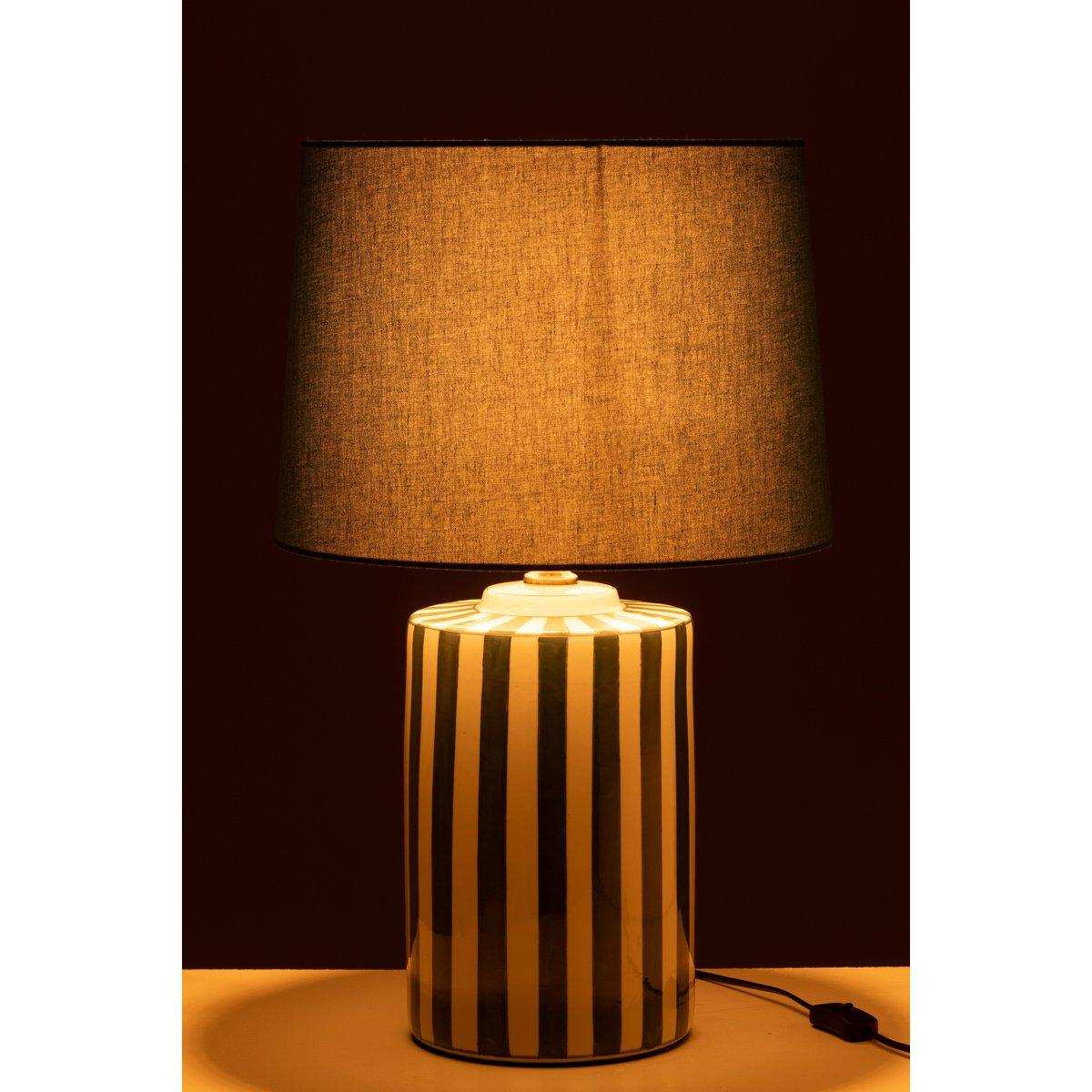 J-Line Lampe+Lampenschirm Listra Stripes Porzellan Grün/Weiß - HomeDesign Knaus