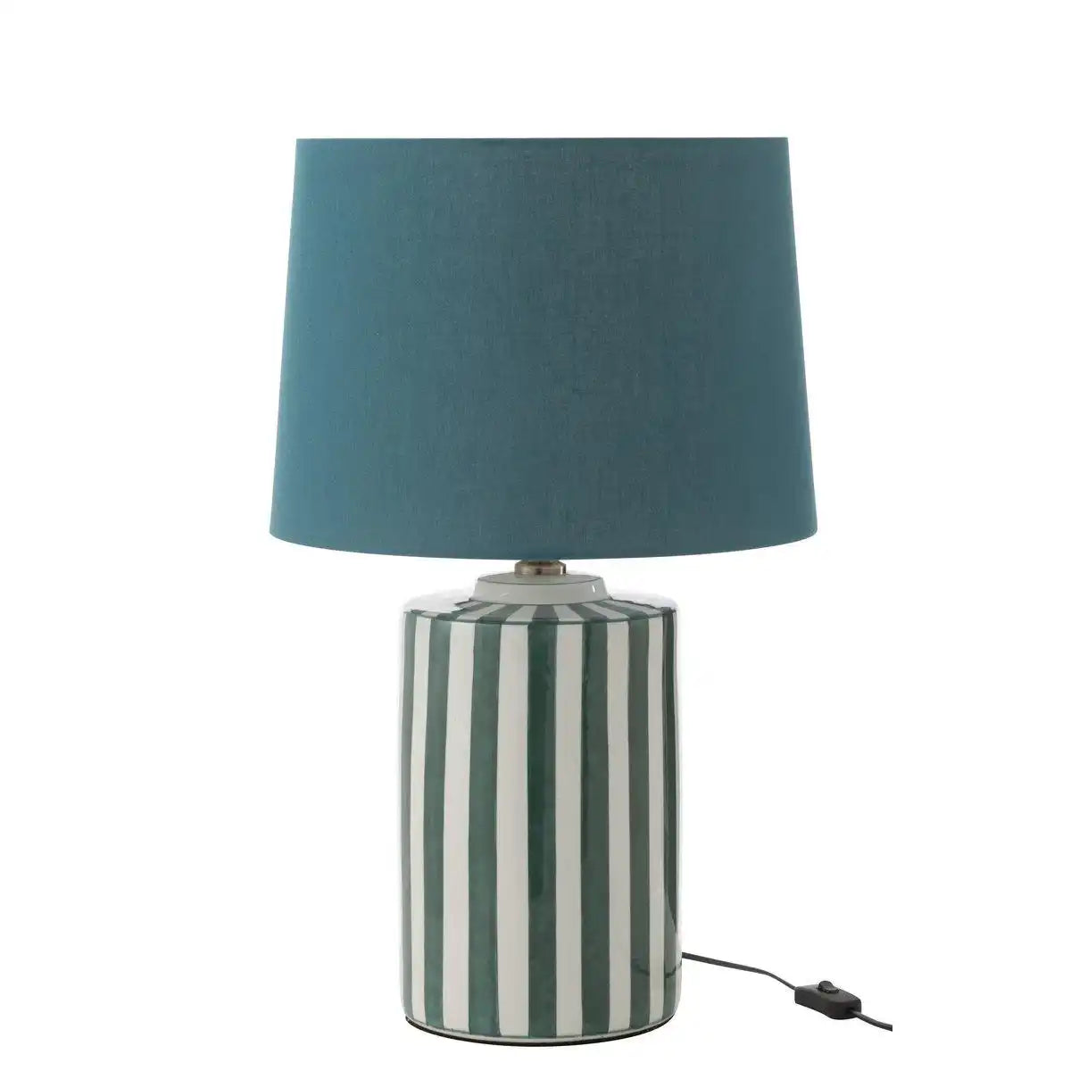 J-Line Lampe+Lampenschirm Listra Stripes Porzellan Grün/Weiß - HomeDesign Knaus