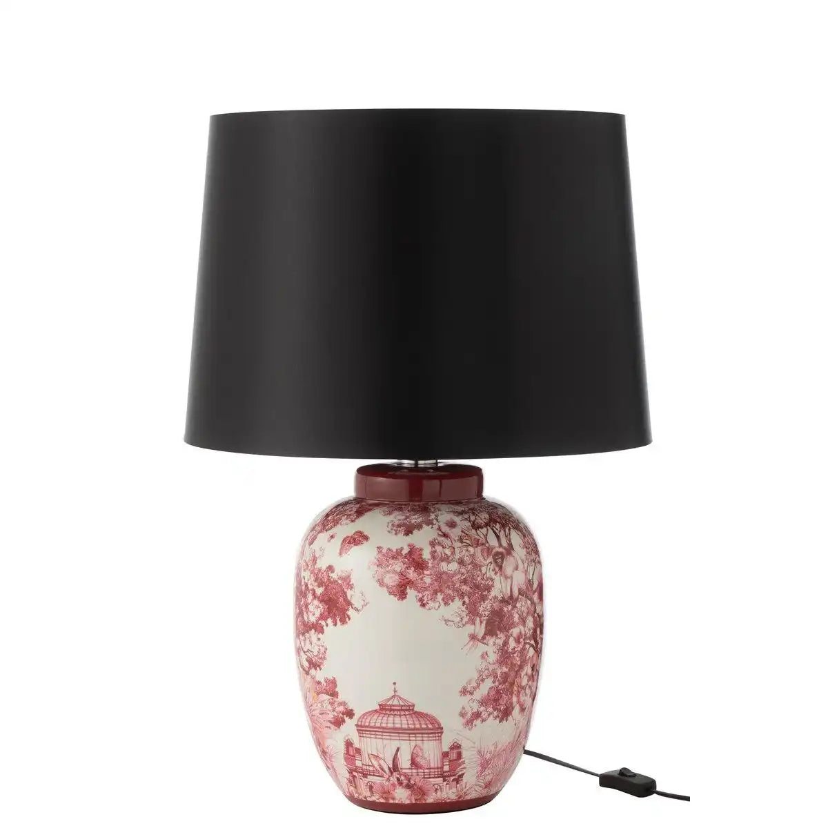 J-Line Lampe+Lampenschirm Moriko Porzellan Schwarz/Rot/Weiß - HomeDesign Knaus