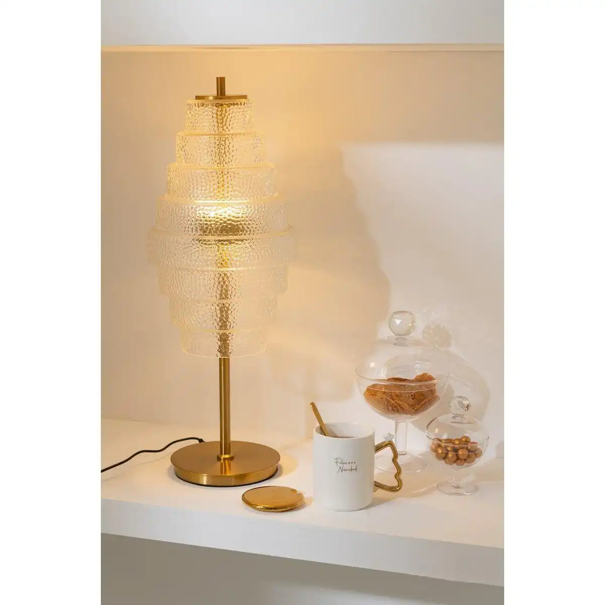 J-Line Lampe LED Gold Metall/Glas Transparent - HomeDesign Knaus