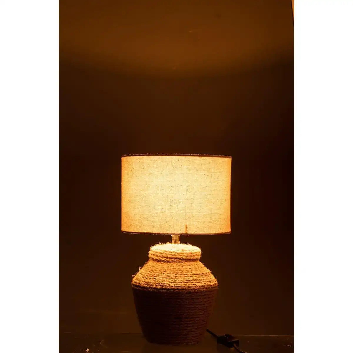 J-Line Lampe Meli + Shade - Keramik/Leinen - Braun - klein - HomeDesign Knaus