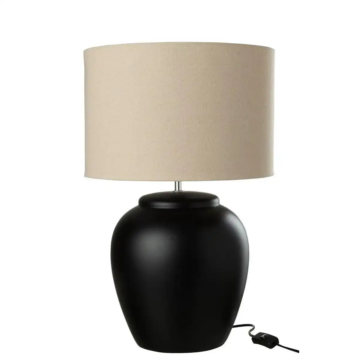 J-Line Lampe Meli + Shade - Keramik/Leinen - Schwarz - Groß - HomeDesign Knaus