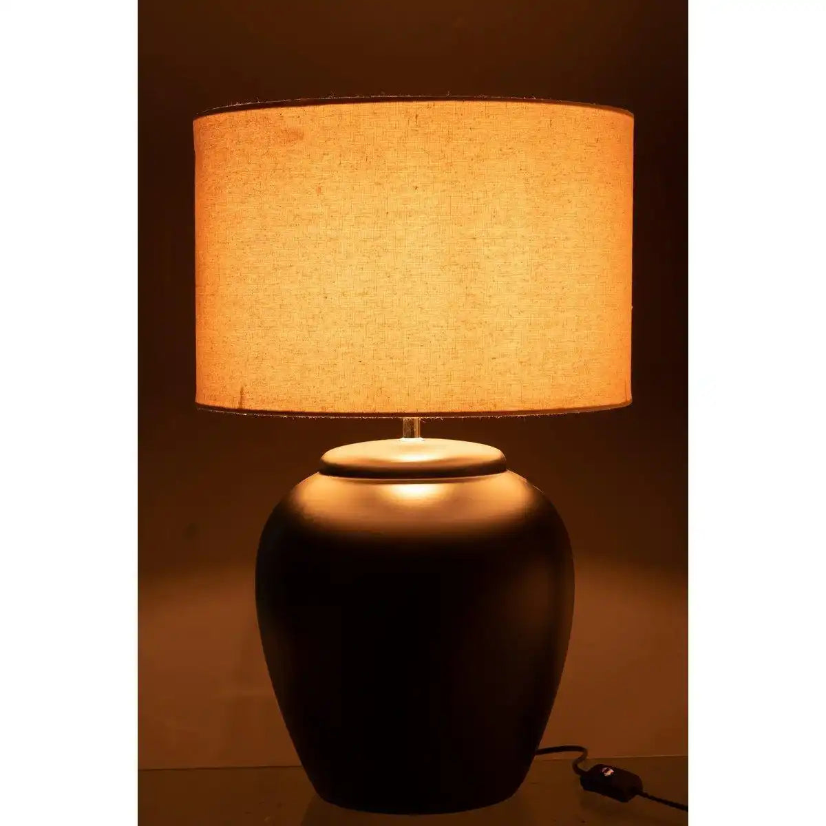J-Line Lampe Meli + Shade - Keramik/Leinen - Schwarz - Groß - HomeDesign Knaus