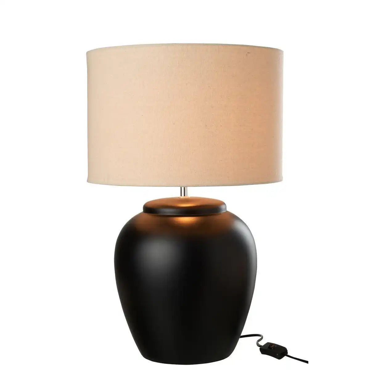 J-Line Lampe Meli + Shade - Keramik/Leinen - Schwarz - Groß - HomeDesign Knaus