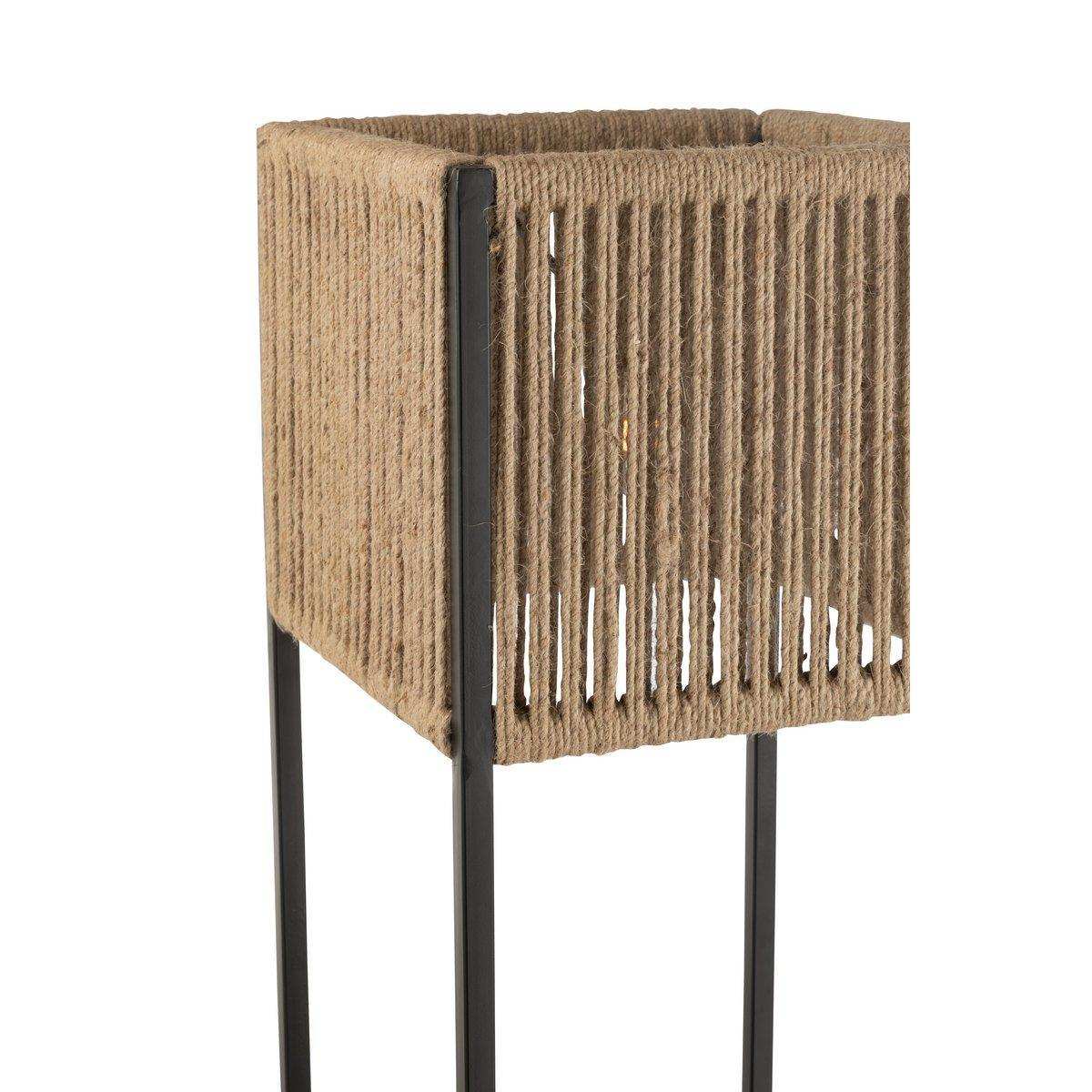 J-Line Lampe Quadratisch Eisen/Jute Natur/Schwarz - HomeDesign Knaus
