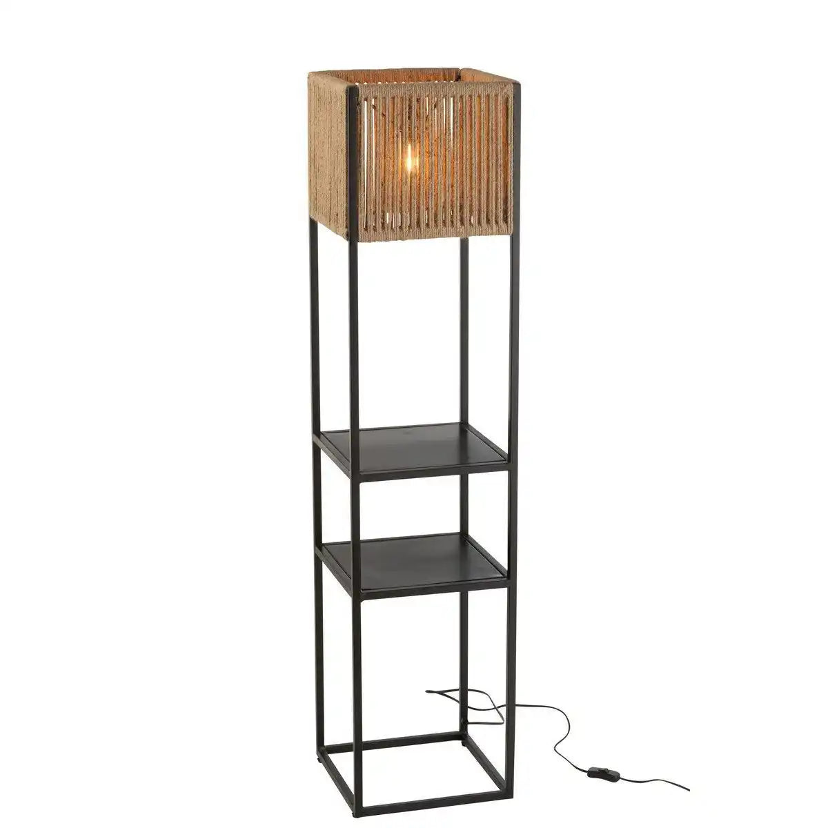 J-Line Lampe Quadratisch Eisen/Jute Natur/Schwarz - HomeDesign Knaus