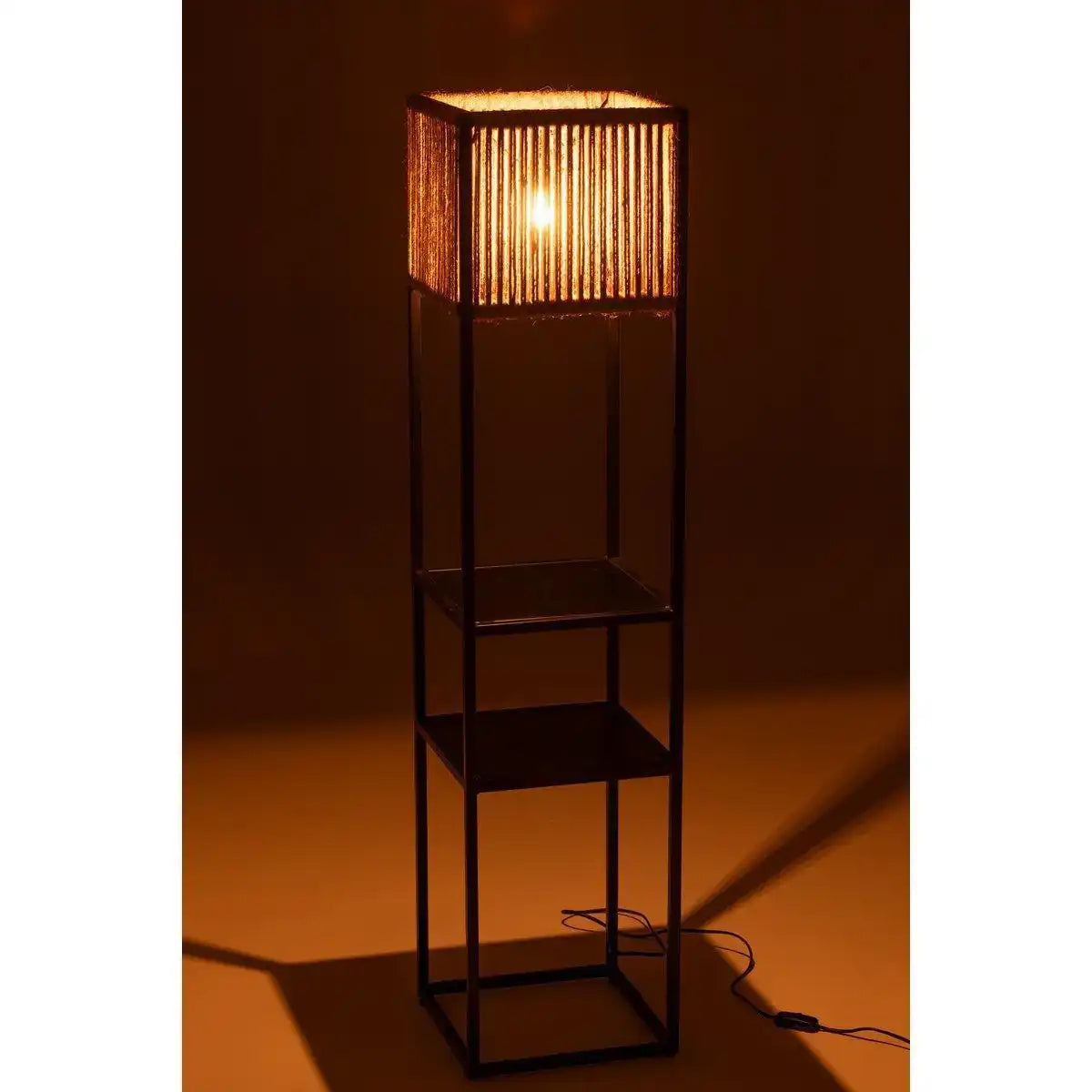 J-Line Lampe Quadratisch Eisen/Jute Natur/Schwarz - HomeDesign Knaus