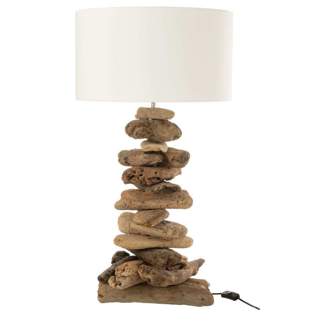 J-Line Lampe + Schirm – Holz – Natur/Beige – klein - HomeDesign Knaus