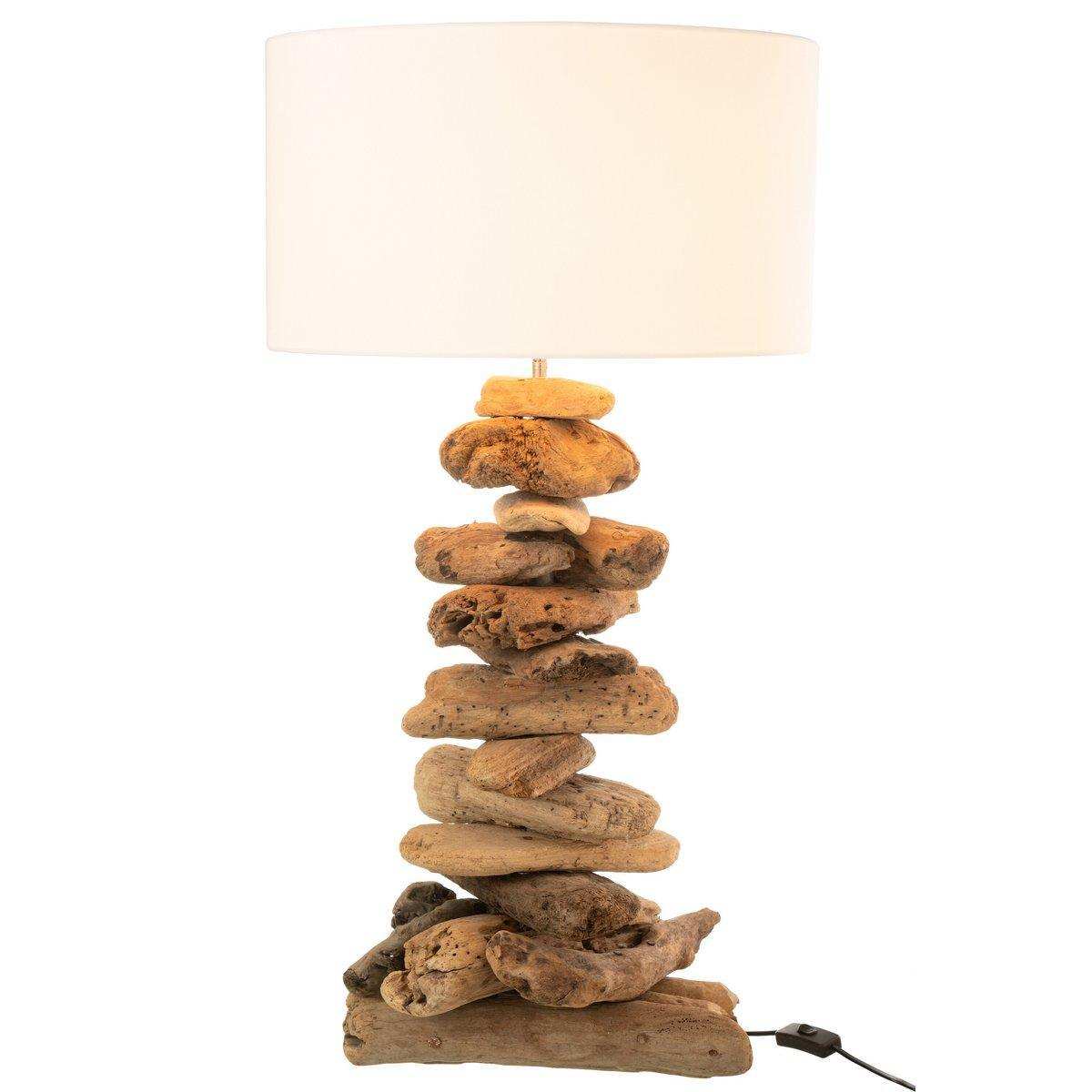 J-Line Lampe + Schirm – Holz – Natur/Beige – klein - HomeDesign Knaus