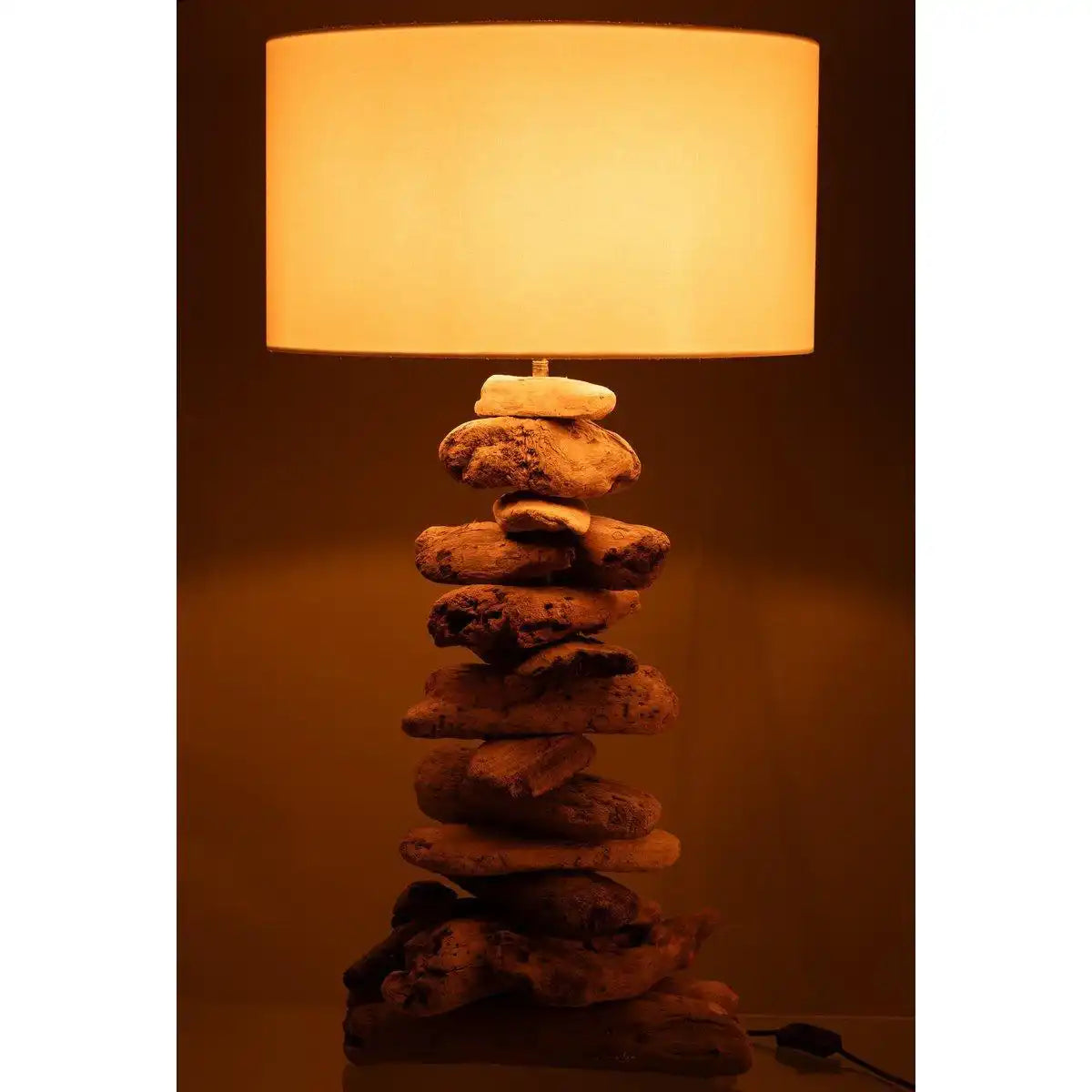 J-Line Lampe + Schirm – Holz – Natur/Beige – klein - HomeDesign Knaus