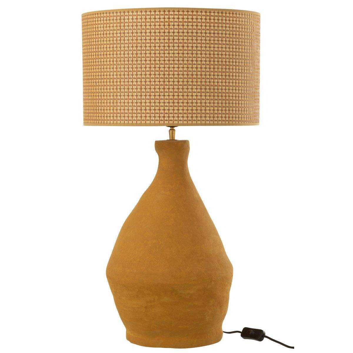 J-Line Lampe + Schirm Indus Pappmaché Gelb - HomeDesign Knaus