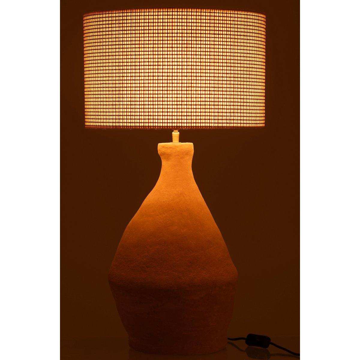 J-Line Lampe + Schirm Indus Pappmaché Gelb - HomeDesign Knaus