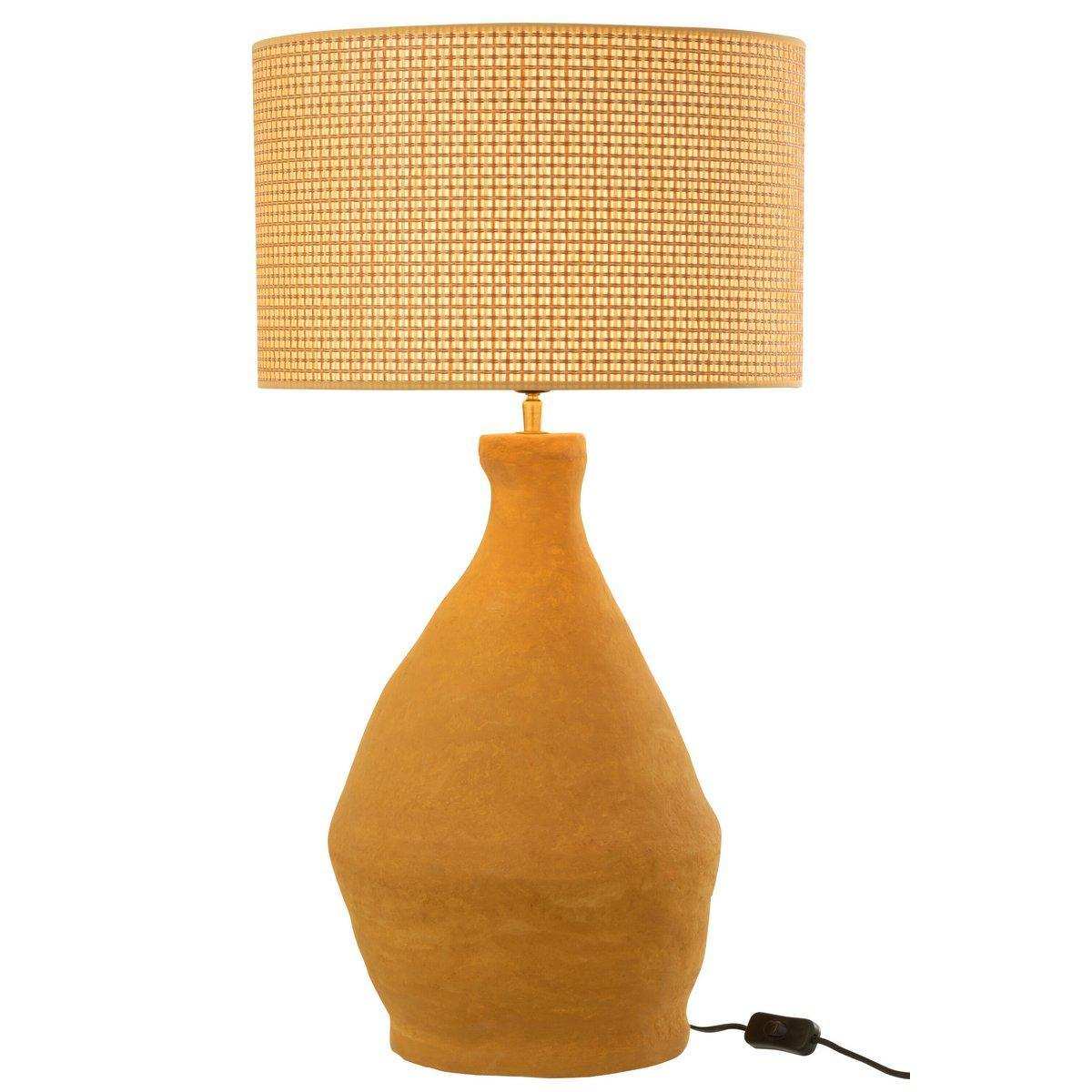 J-Line Lampe + Schirm Indus Pappmaché Gelb - HomeDesign Knaus