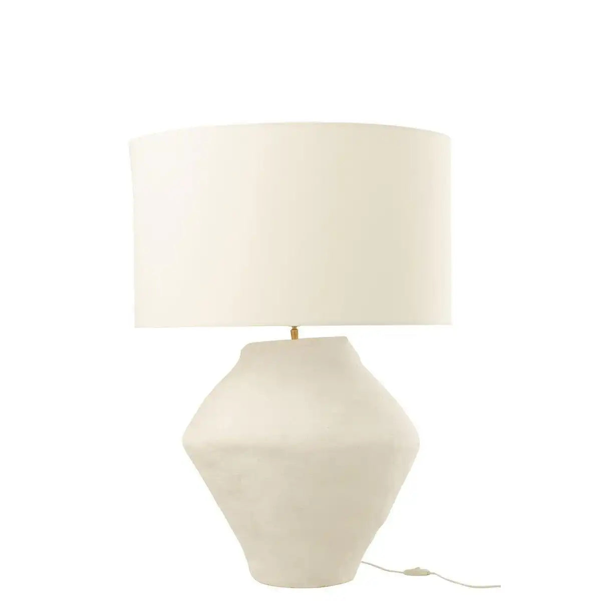 J-Line Lampe + Shade Pot Spinner Pappmaché Weiß - HomeDesign Knaus