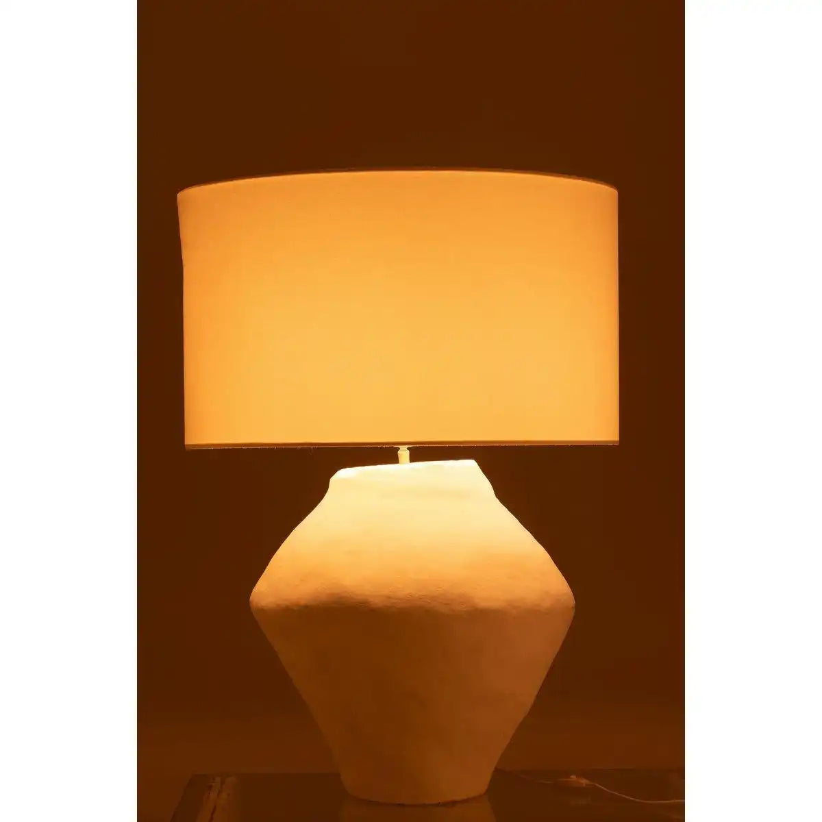 J-Line Lampe + Shade Pot Spinner Pappmaché Weiß - HomeDesign Knaus