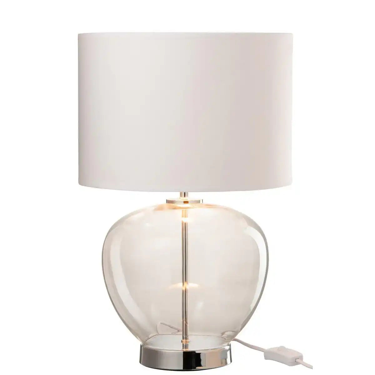 J-Line Lampe Transparentes Glas/Textil Silber/Weiß - HomeDesign Knaus