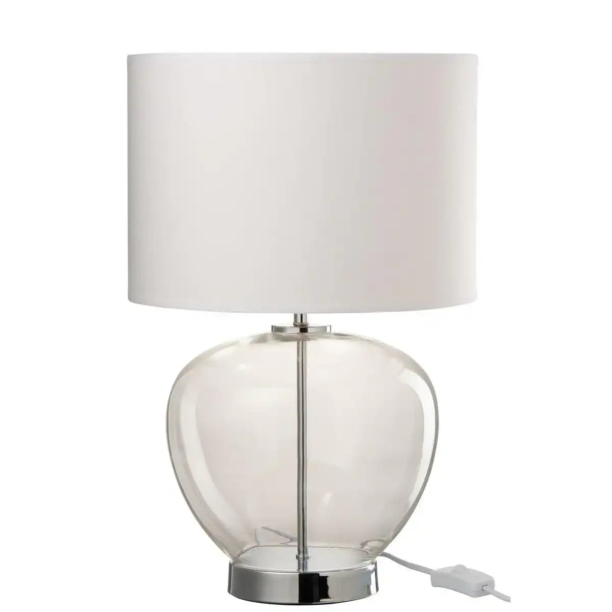 J-Line Lampe Transparentes Glas/Textil Silber/Weiß - HomeDesign Knaus