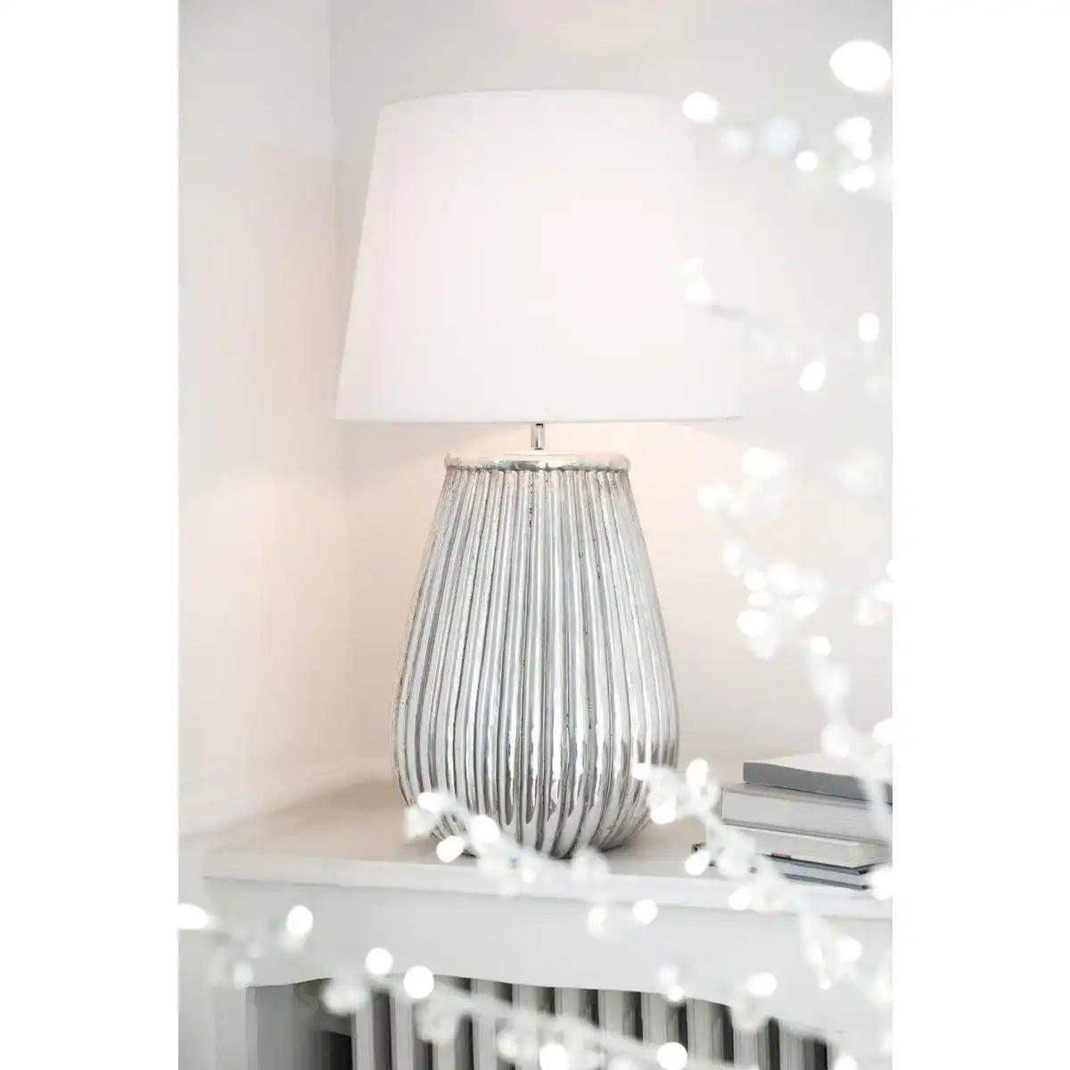 J-Line Lampensockel Lines - Steingut - Silber - HomeDesign Knaus