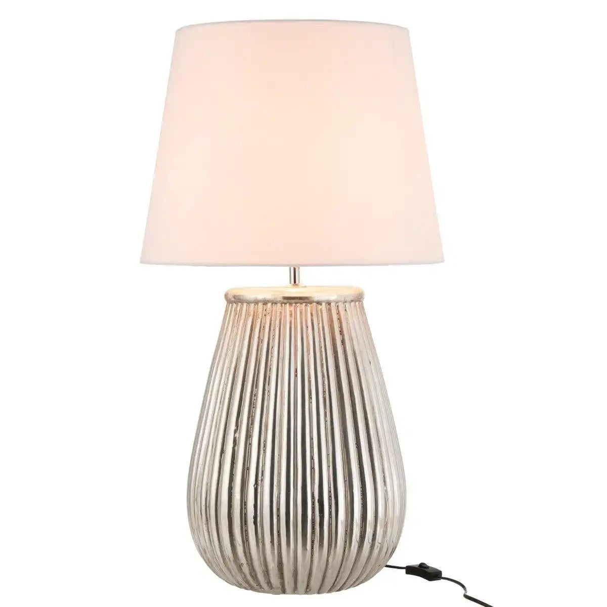 J-Line Lampensockel Lines - Steingut - Silber - HomeDesign Knaus