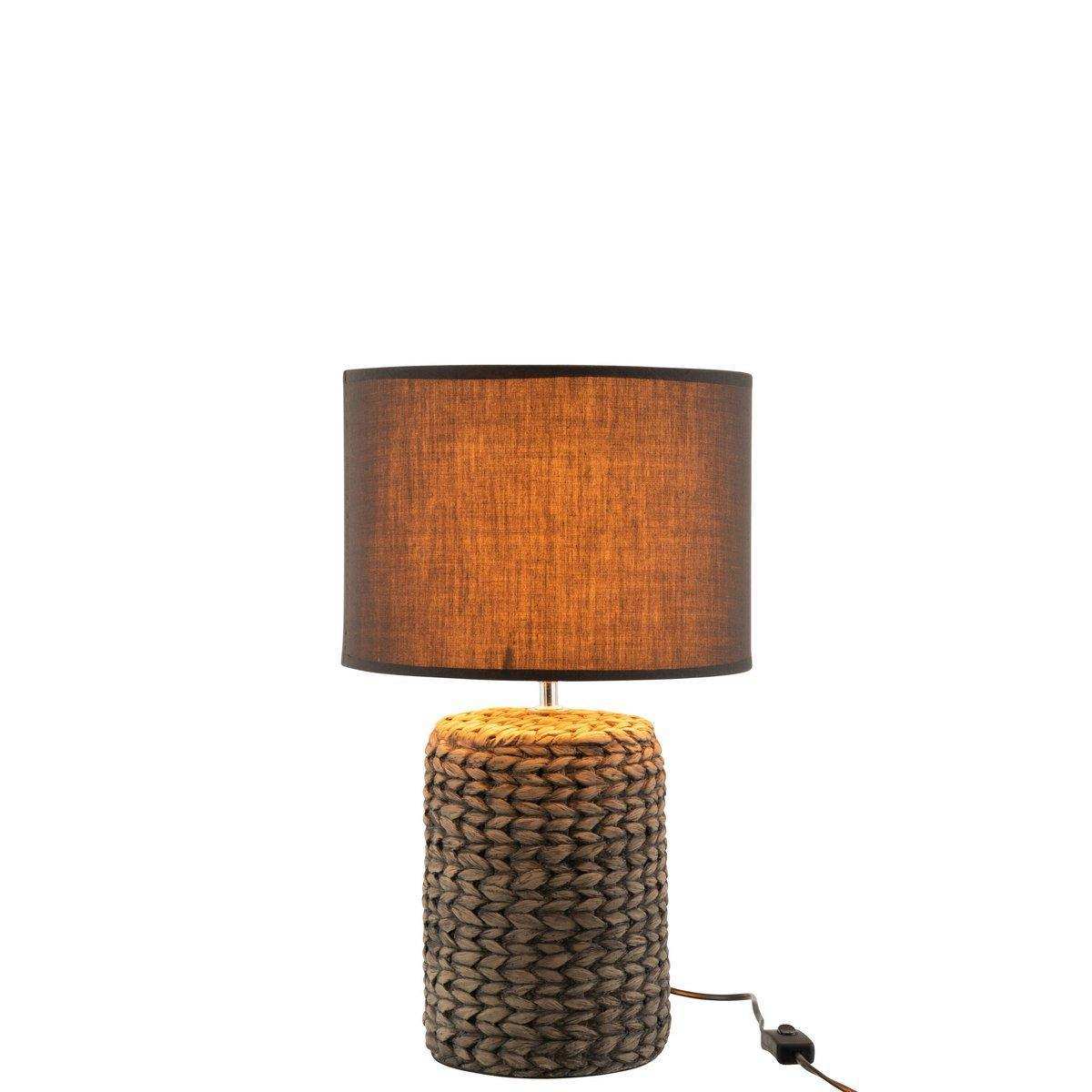 J-Line Lampensockel + Schirm dickes Geflecht – Zement/Baumwolle – weiß – klein - HomeDesign Knaus