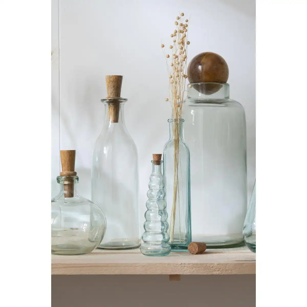 J-Line Lang Flasche und Korken – Glas/Holz – transparent - HomeDesign Knaus