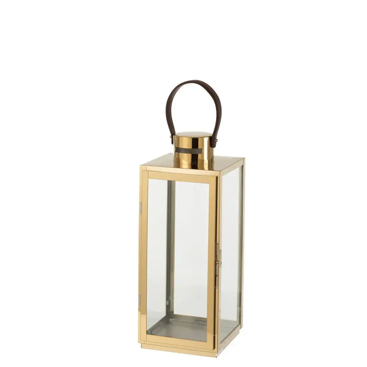 J-Line Lantaarn Vierkant Metall/Glas Gold - HomeDesign Knaus