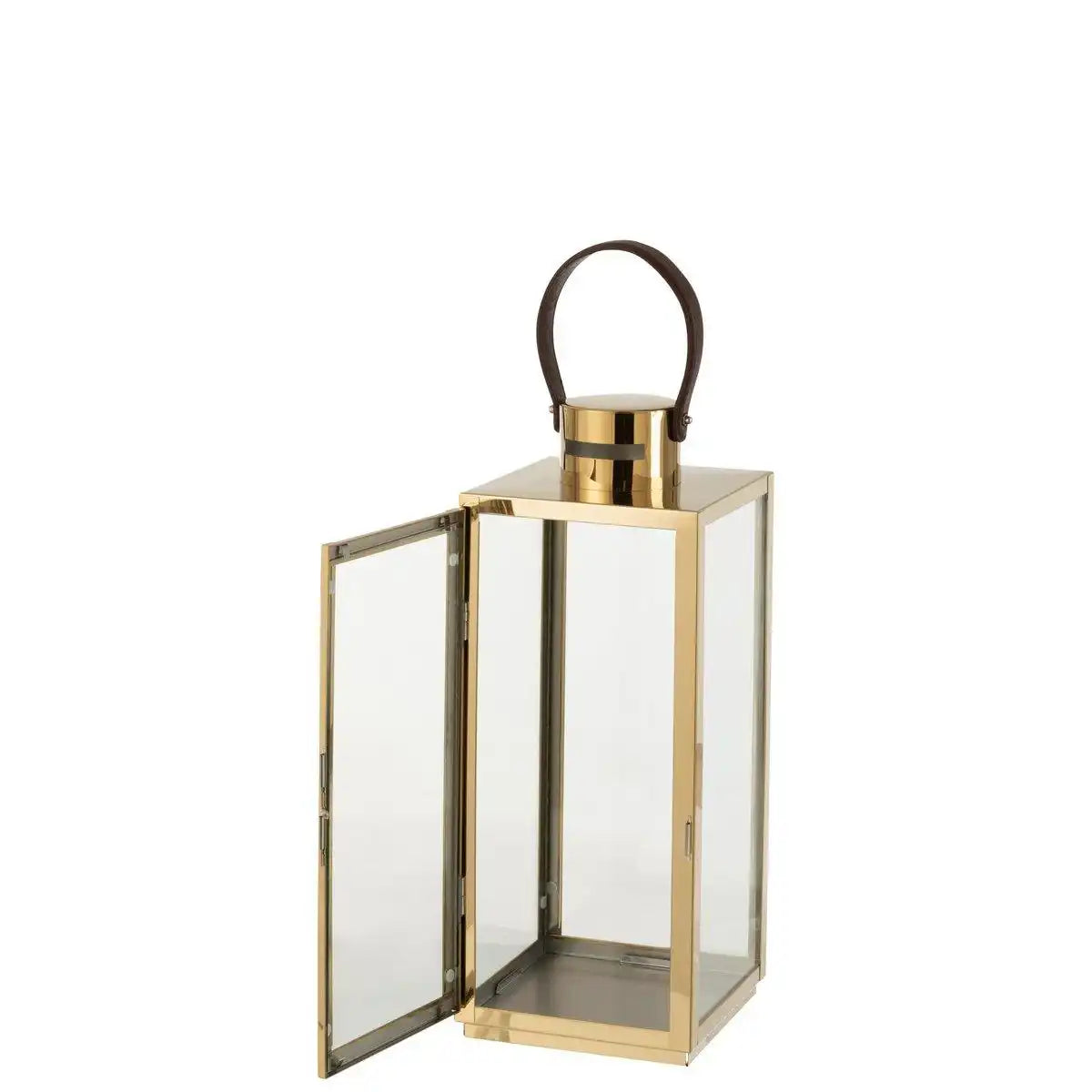 J-Line Lantaarn Vierkant Metall/Glas Gold - HomeDesign Knaus