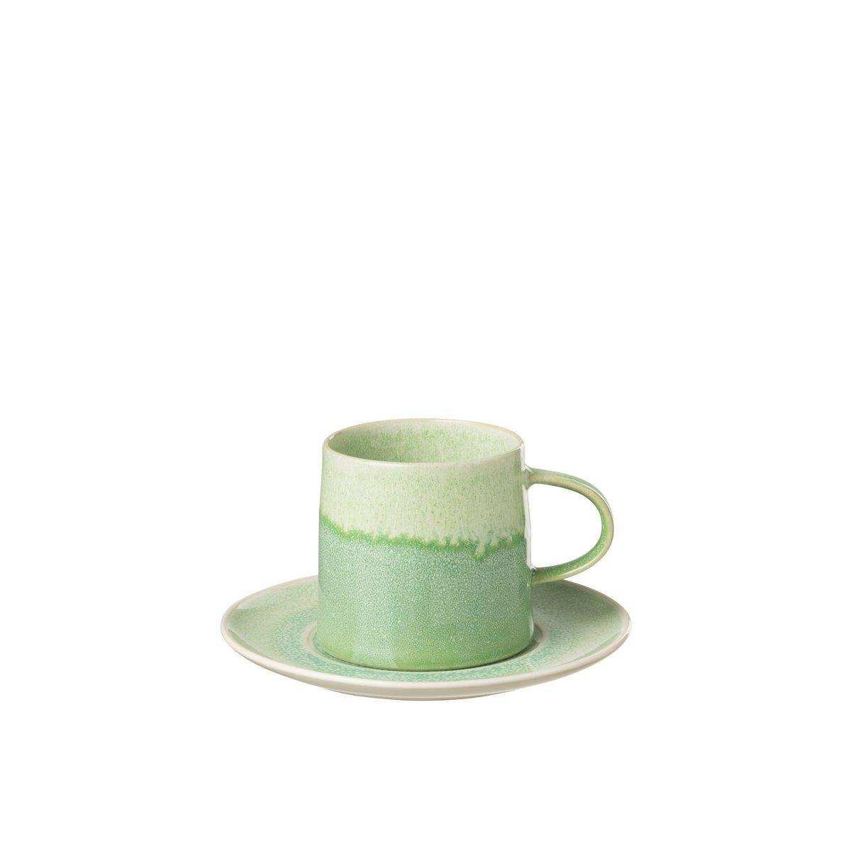 J-Line Lara Becher + Teller - Porzellan - Grün - - HomeDesign Knaus