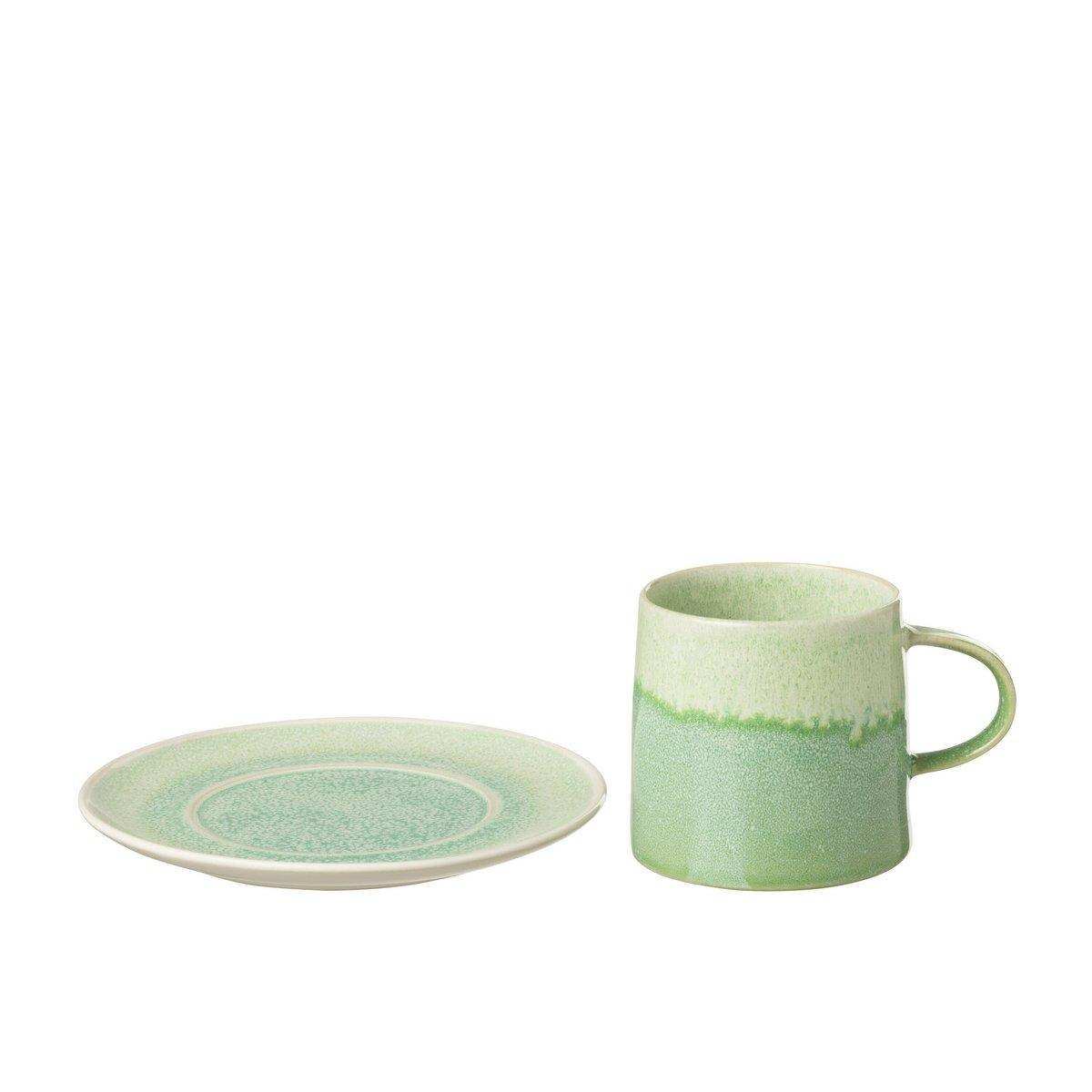 J-Line Lara Becher + Teller - Porzellan - Grün - - HomeDesign Knaus
