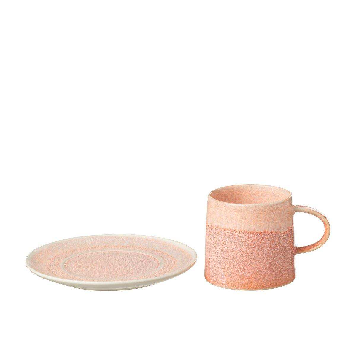 J-Line Lara Becher + Teller - Porzellan - Lachs - - HomeDesign Knaus