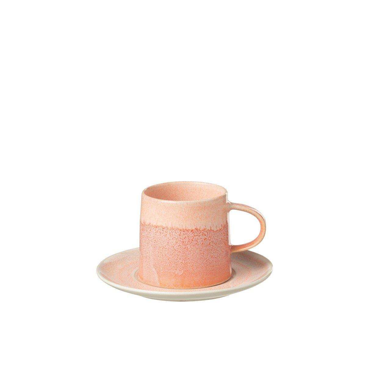 J-Line Lara Becher + Teller - Porzellan - Lachs - - HomeDesign Knaus