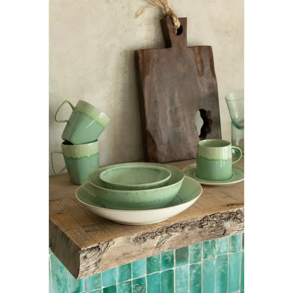 J-Line Lara Tasse - Porzellan - Grün - - HomeDesign Knaus