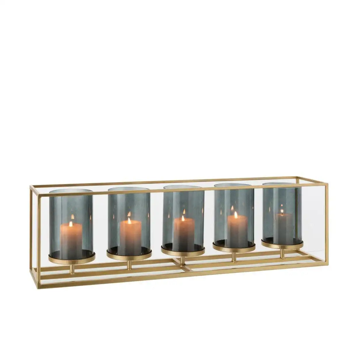 J-Line Laterne 5-teilig rechteckig niedrig – Metall/Glas – Gold - HomeDesign Knaus