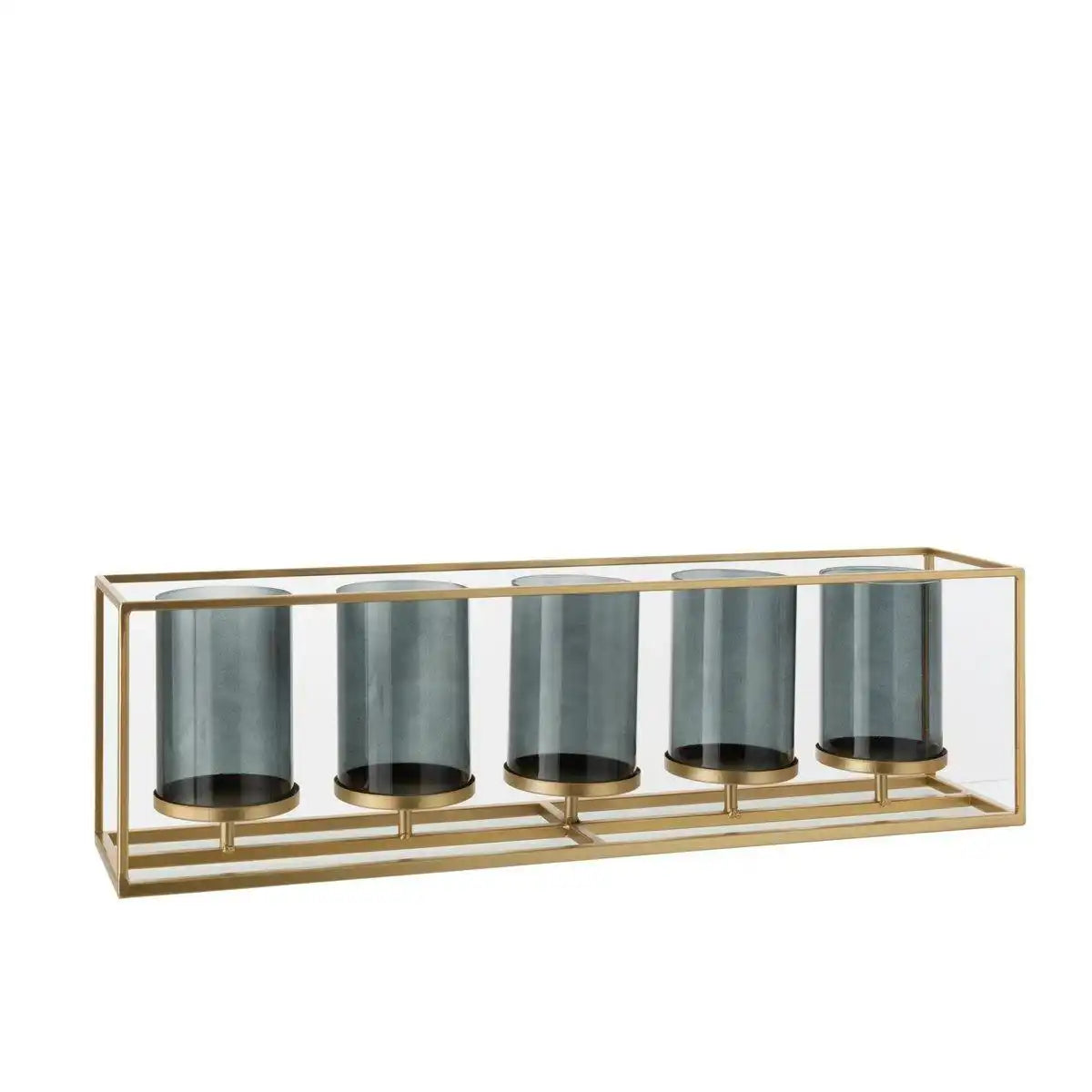 J-Line Laterne 5-teilig rechteckig niedrig – Metall/Glas – Gold - HomeDesign Knaus