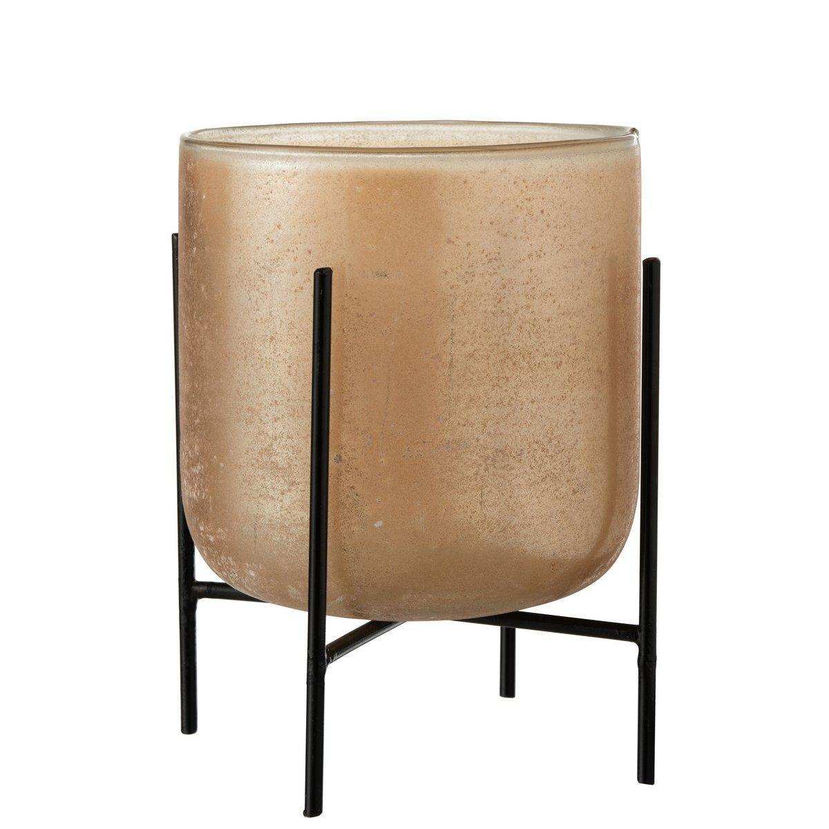 J-Line Laterne Astor – Kerzenhalter – Glas/Metall – Bernstein – groß - HomeDesign Knaus