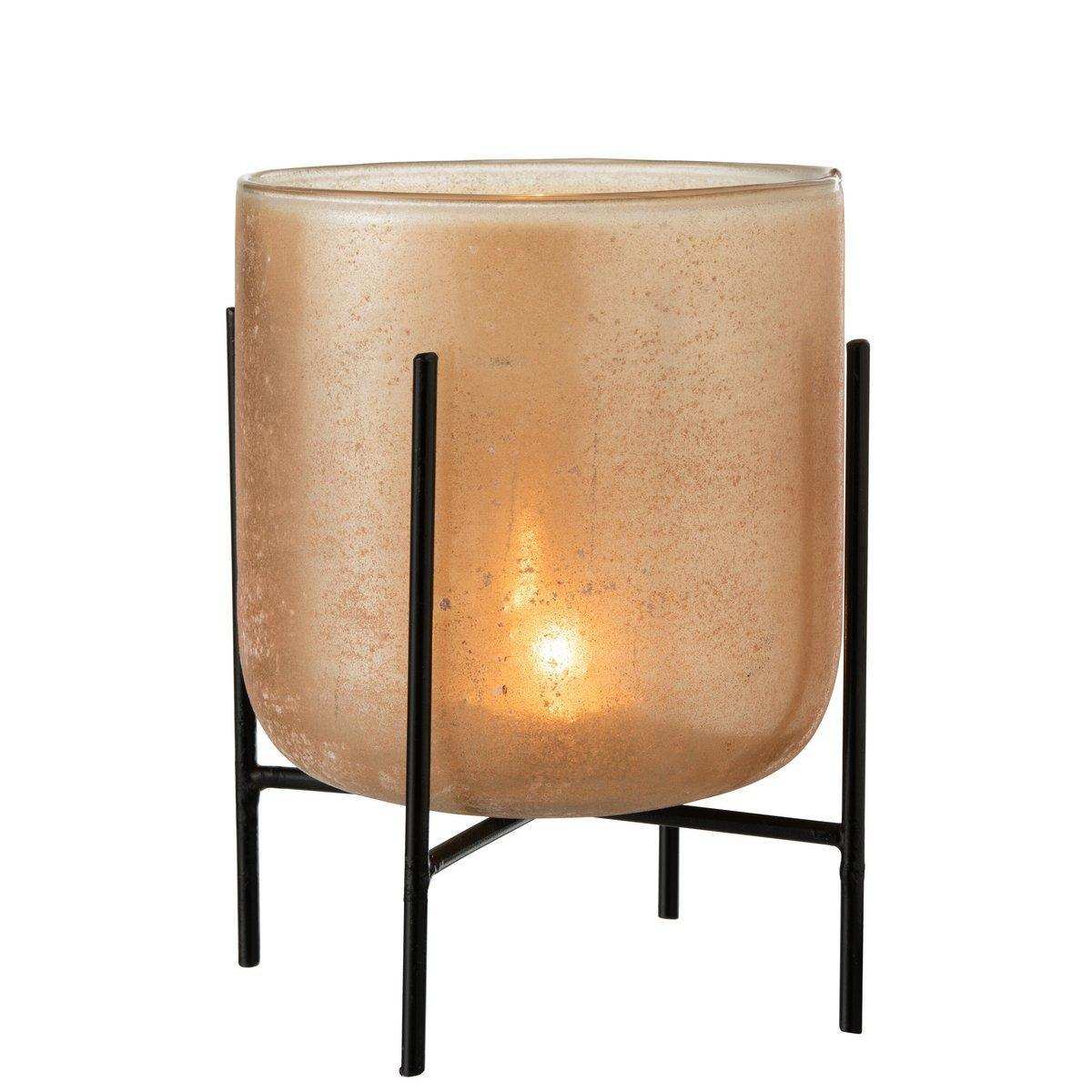 J-Line Laterne Astor – Kerzenhalter – Glas/Metall – Bernstein – groß - HomeDesign Knaus