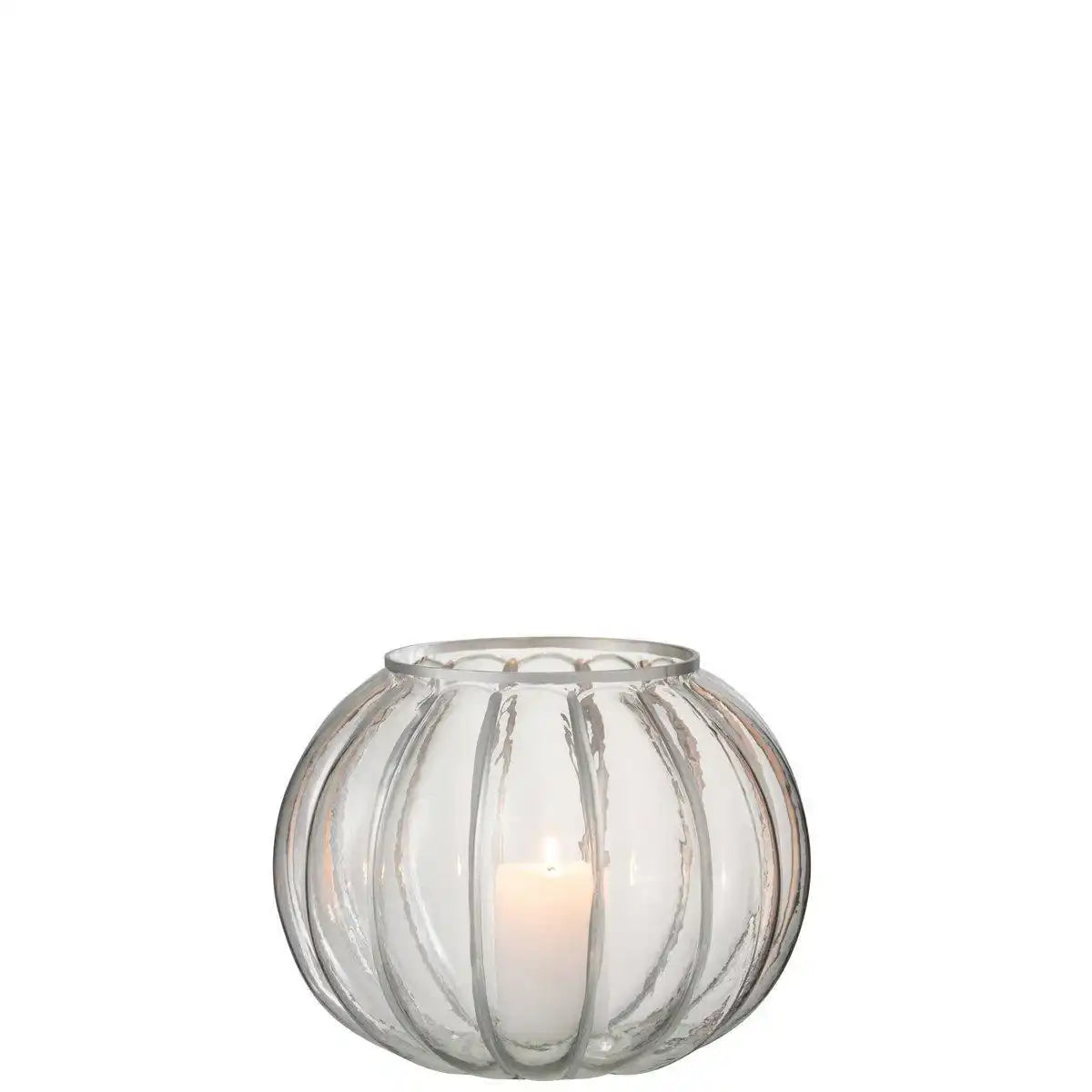 J-Line Laterne Ball Stripe - Glas - transparent/silber - mittel - HomeDesign Knaus