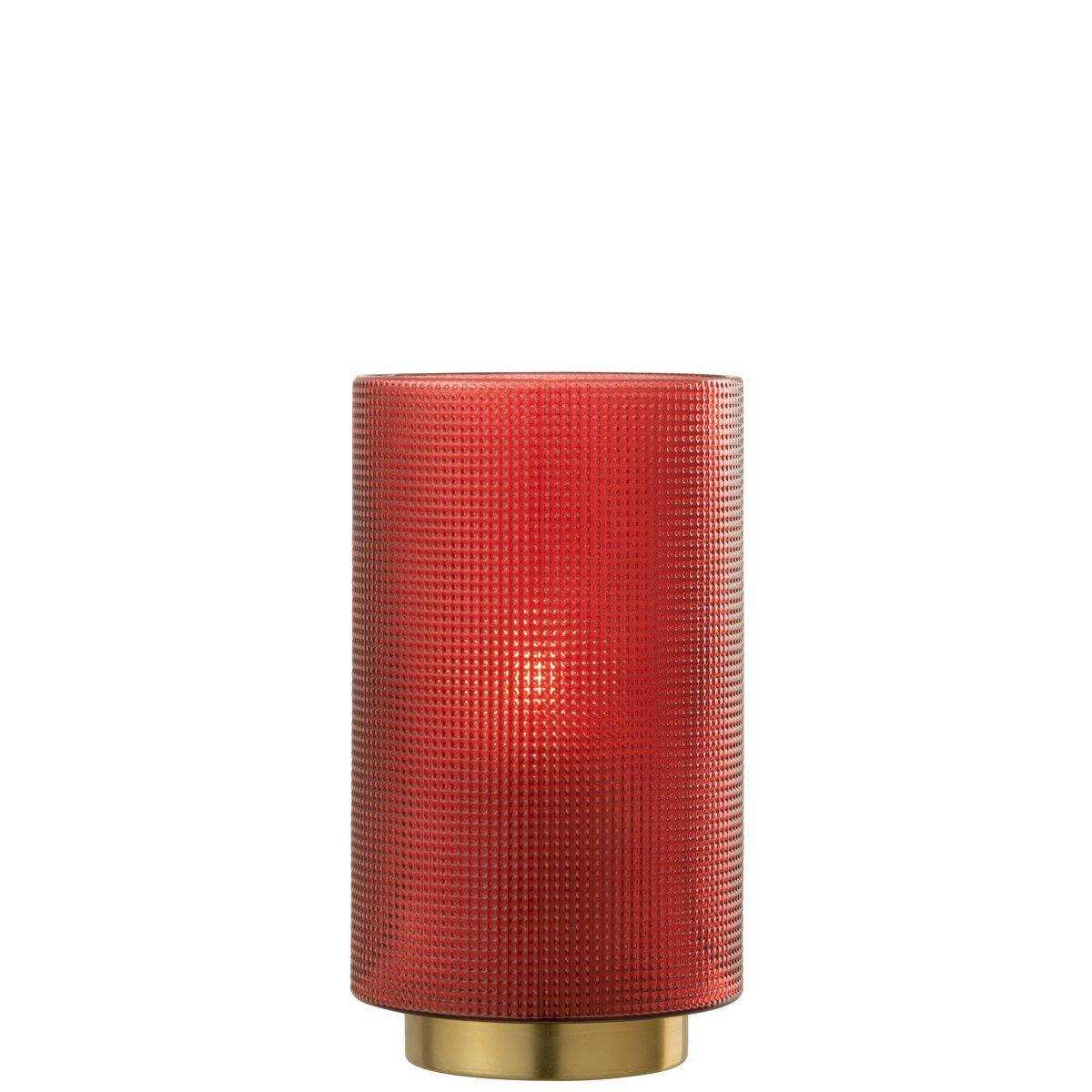 J-Line Laterne Checked - Kerzenhalter - Glas - Rot/Gold - Groß - HomeDesign Knaus