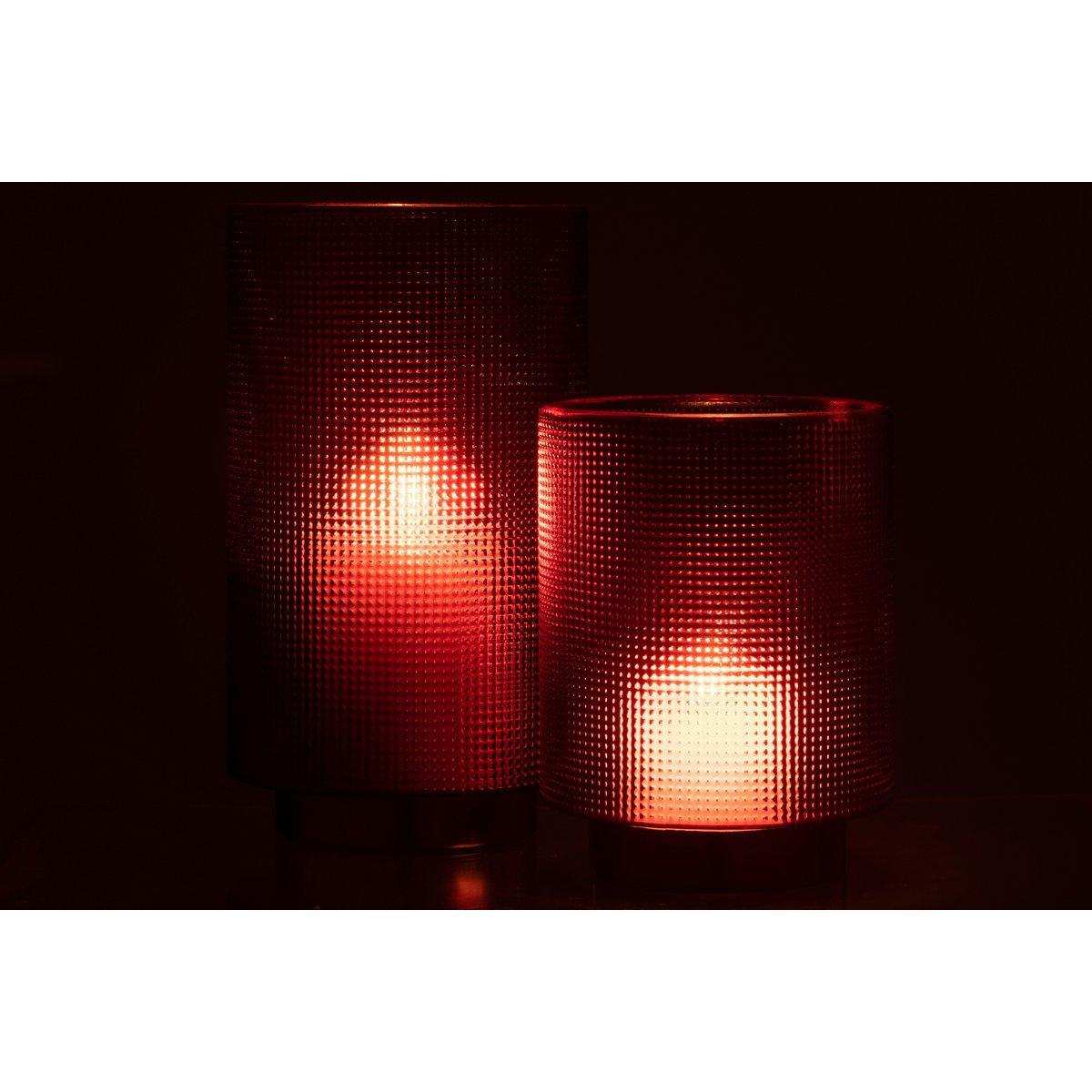 J-Line Laterne Checked - Kerzenhalter - Glas - Rot/Gold - Groß - HomeDesign Knaus