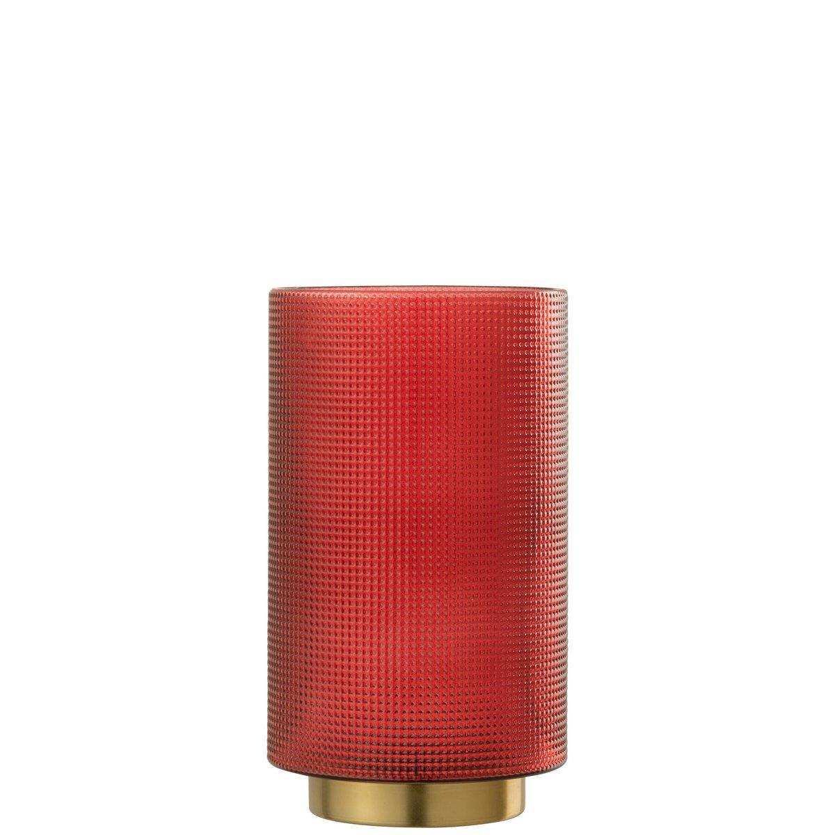 J-Line Laterne Checked - Kerzenhalter - Glas - Rot/Gold - Groß - HomeDesign Knaus