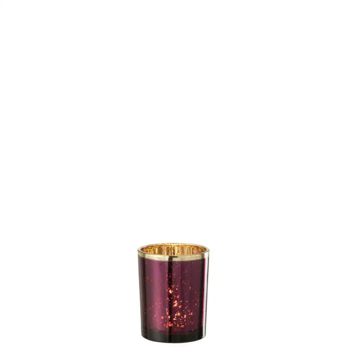 J-Line Laterne Edge – Glas – Burgund/Gold – mittel - HomeDesign Knaus